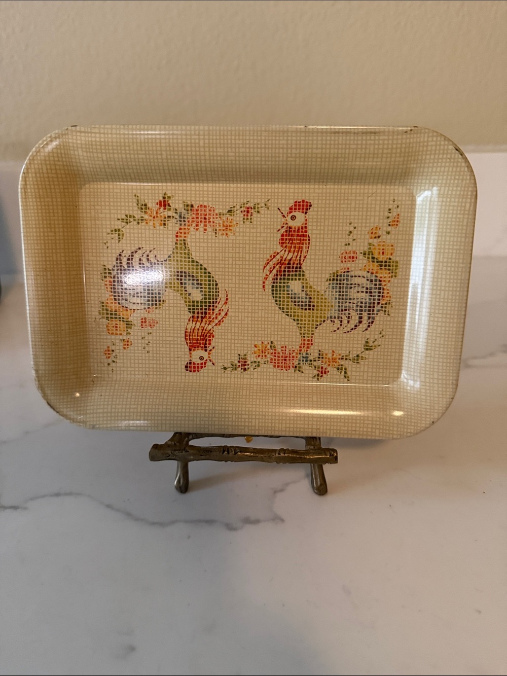 Vintage Rooster Mini Trays Set of 2